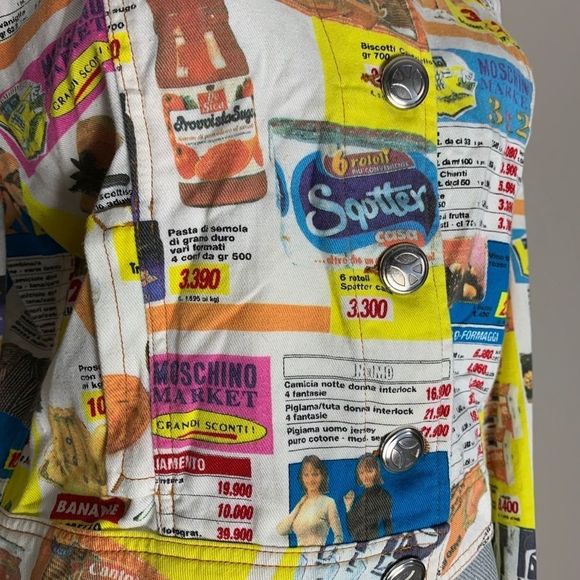 Vintage 90s Moschino RARE market print jean jacket - Picture 4 of 7